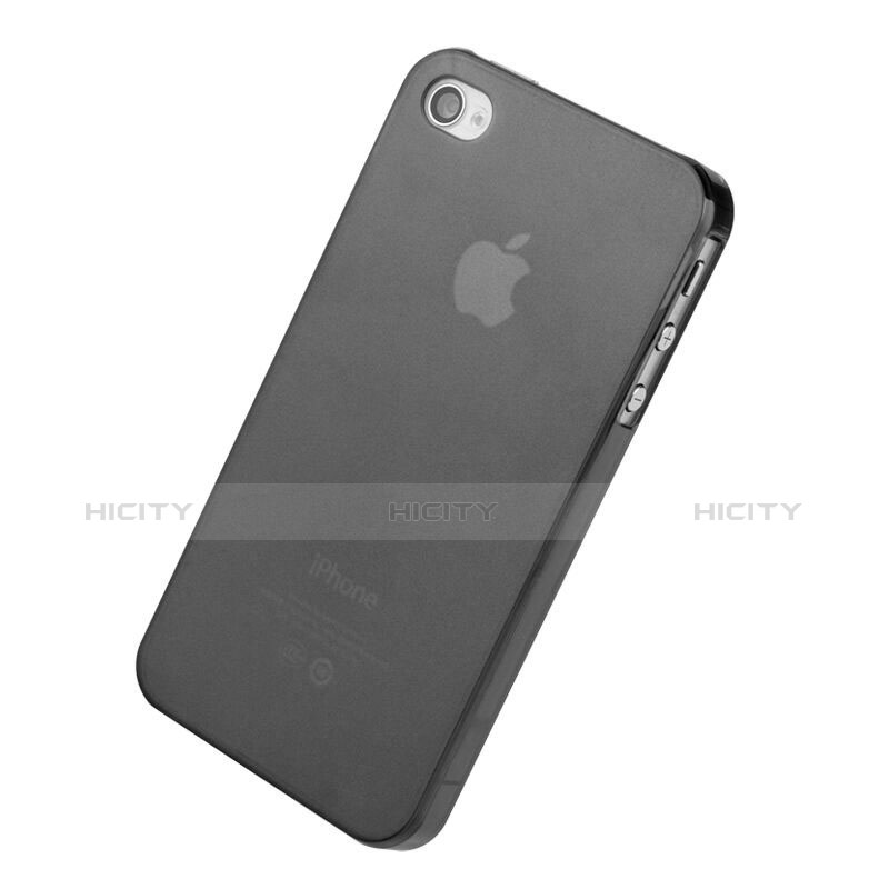 Coque Ultra Fine Silicone Souple Transparente Mat pour Apple iPhone 4S Gris Plus