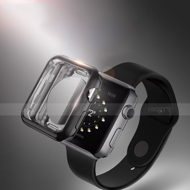 Coque Ultra Fine Silicone Souple Transparente pour Apple iWatch 3 38mm Noir Plus