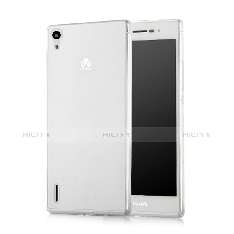 Coque Ultra Fine Silicone Souple Transparente pour Huawei P7 Dual SIM Blanc Plus