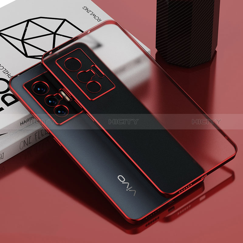 Coque Ultra Fine TPU Souple Housse Etui Transparente AN1 pour Vivo X70 5G Rouge Plus
