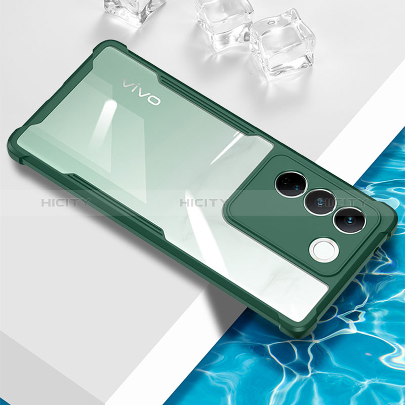 Coque Ultra Fine TPU Souple Housse Etui Transparente BH1 pour Vivo V27 5G Vert Plus