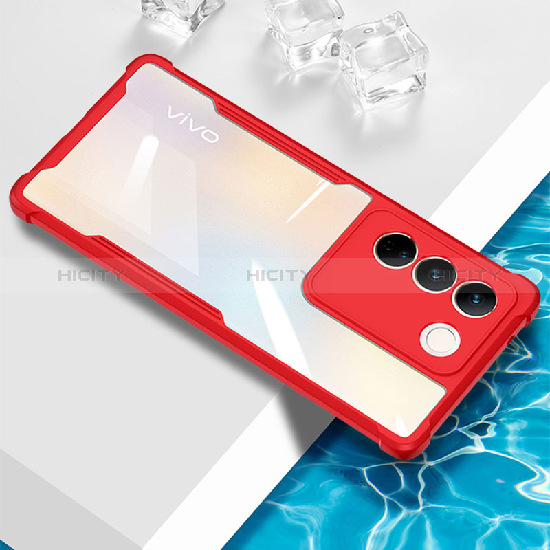 Coque Ultra Fine TPU Souple Housse Etui Transparente BH1 pour Vivo V27 Pro 5G Rouge Plus