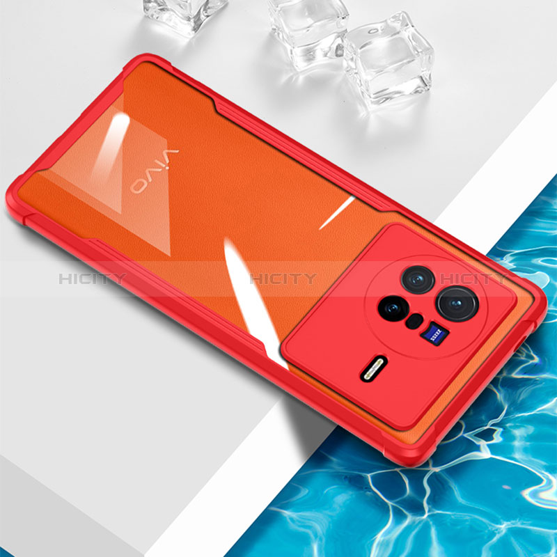 Coque Ultra Fine TPU Souple Housse Etui Transparente BH1 pour Vivo X80 5G Rouge Plus