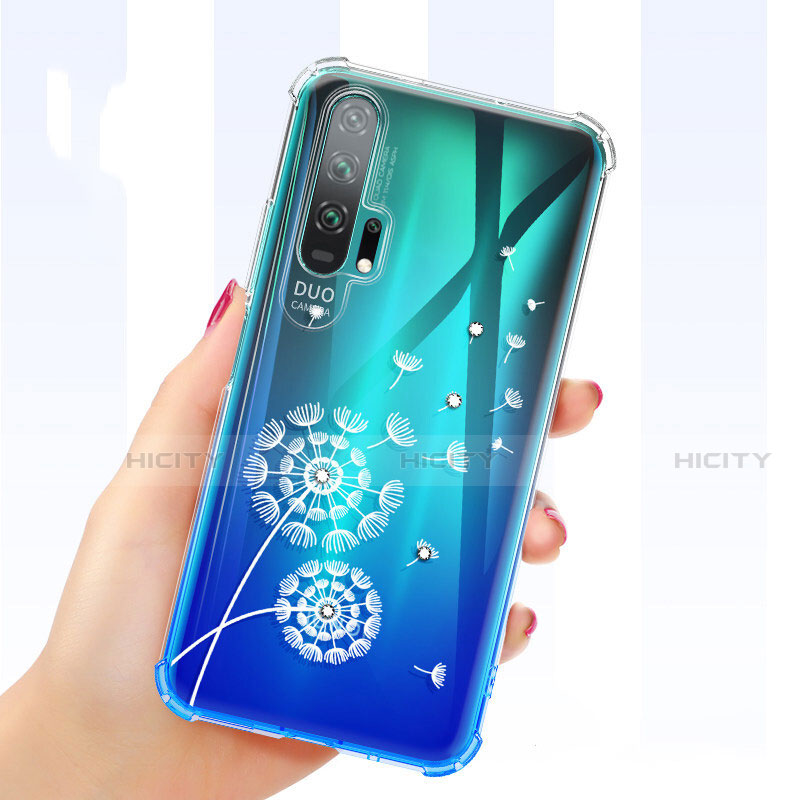 Coque Ultra Fine TPU Souple Housse Etui Transparente Fleurs K01 pour Huawei Honor 20 Pro Blanc Plus