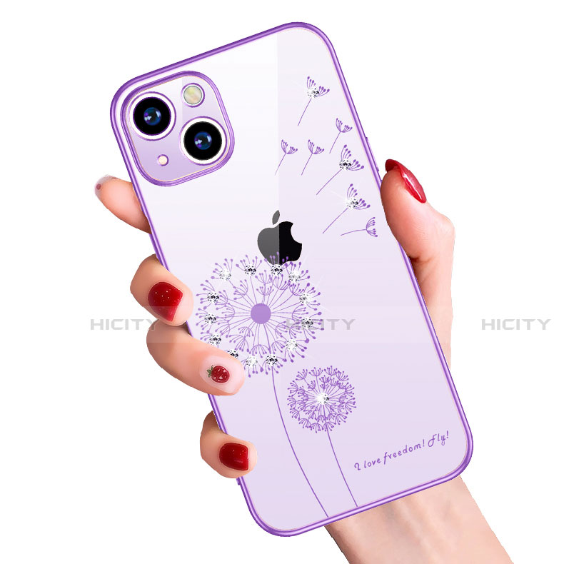 Coque Ultra Fine TPU Souple Housse Etui Transparente Fleurs pour Apple iPhone 13 Plus