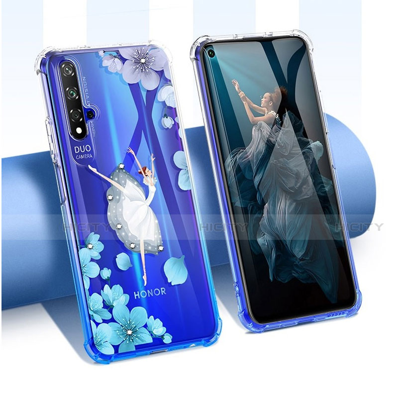 Coque Ultra Fine TPU Souple Housse Etui Transparente Fleurs pour Huawei Honor 20 Plus