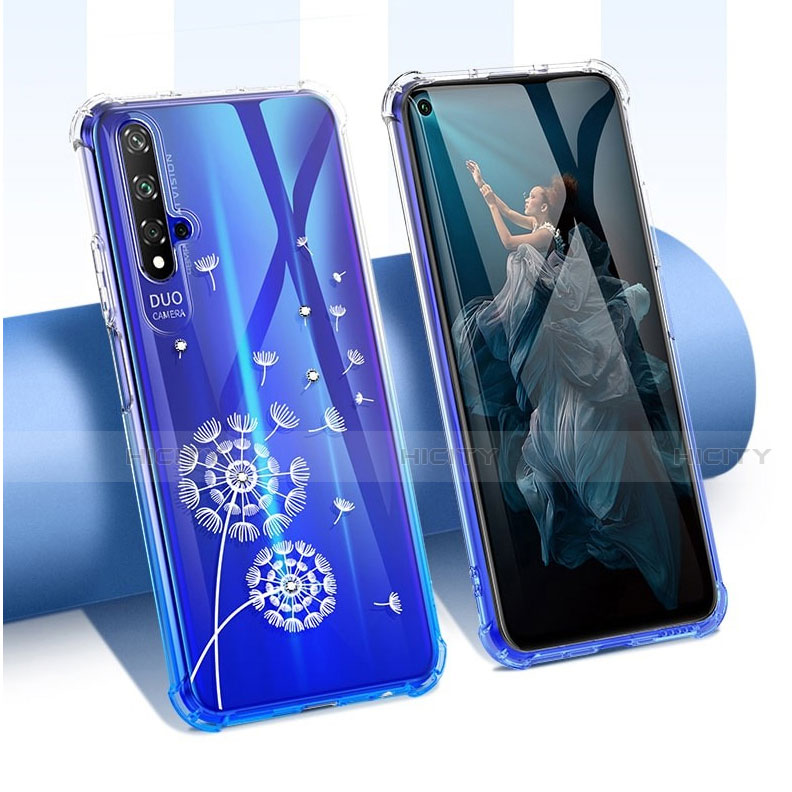 Coque Ultra Fine TPU Souple Housse Etui Transparente Fleurs pour Huawei Honor 20 Plus