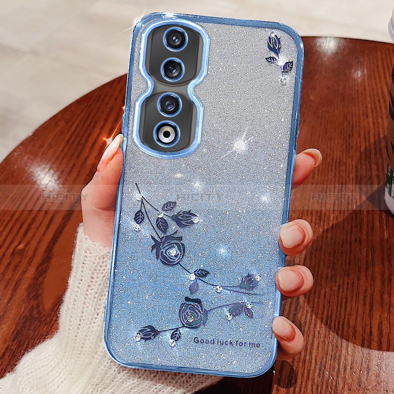 Coque Ultra Fine TPU Souple Housse Etui Transparente Fleurs pour Huawei Honor 90 5G Plus