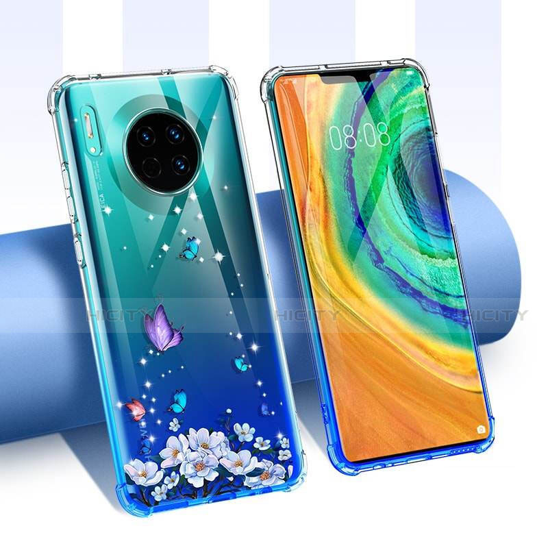 Coque Ultra Fine TPU Souple Housse Etui Transparente Fleurs pour Huawei Mate 30 5G Plus