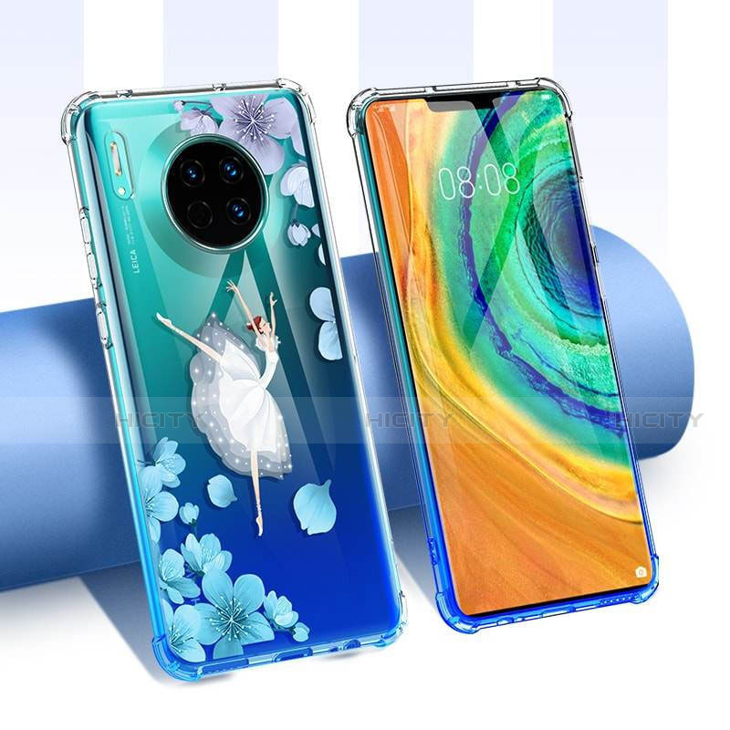 Coque Ultra Fine TPU Souple Housse Etui Transparente Fleurs pour Huawei Mate 30 Pro 5G Plus