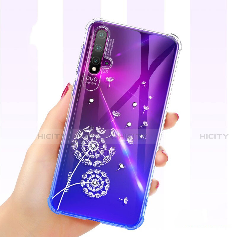 Coque Ultra Fine TPU Souple Housse Etui Transparente Fleurs pour Huawei Nova 5 Pro Plus