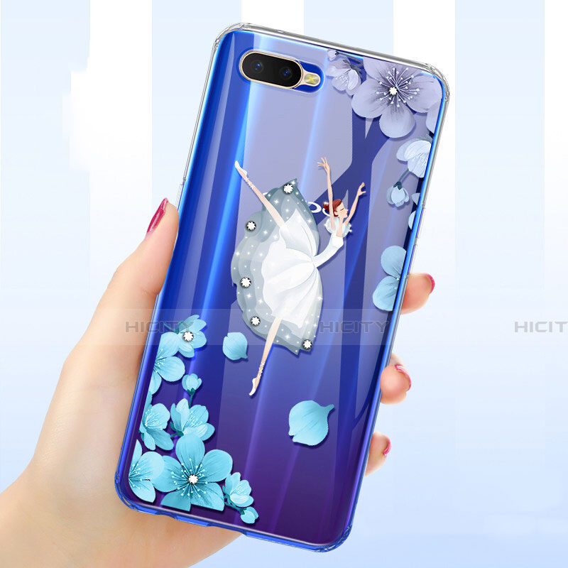 Coque Ultra Fine TPU Souple Housse Etui Transparente Fleurs pour Oppo K1 Blanc Plus