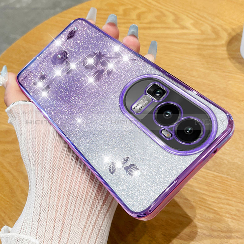 Coque Ultra Fine TPU Souple Housse Etui Transparente Fleurs pour Oppo Reno10 Pro+ Plus 5G Violet Plus