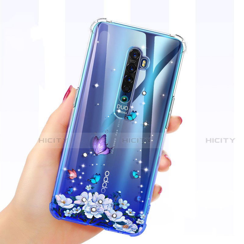 Coque Ultra Fine TPU Souple Housse Etui Transparente Fleurs pour Oppo Reno2 Plus