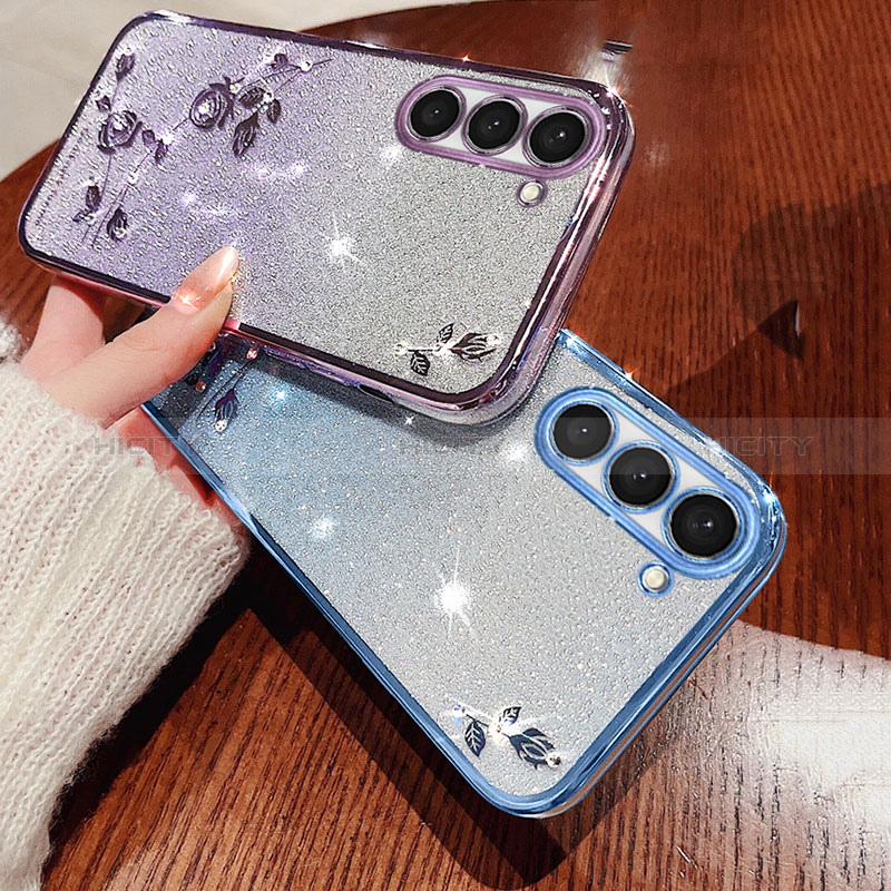 Coque Ultra Fine TPU Souple Housse Etui Transparente Fleurs pour Samsung Galaxy S22 5G Plus