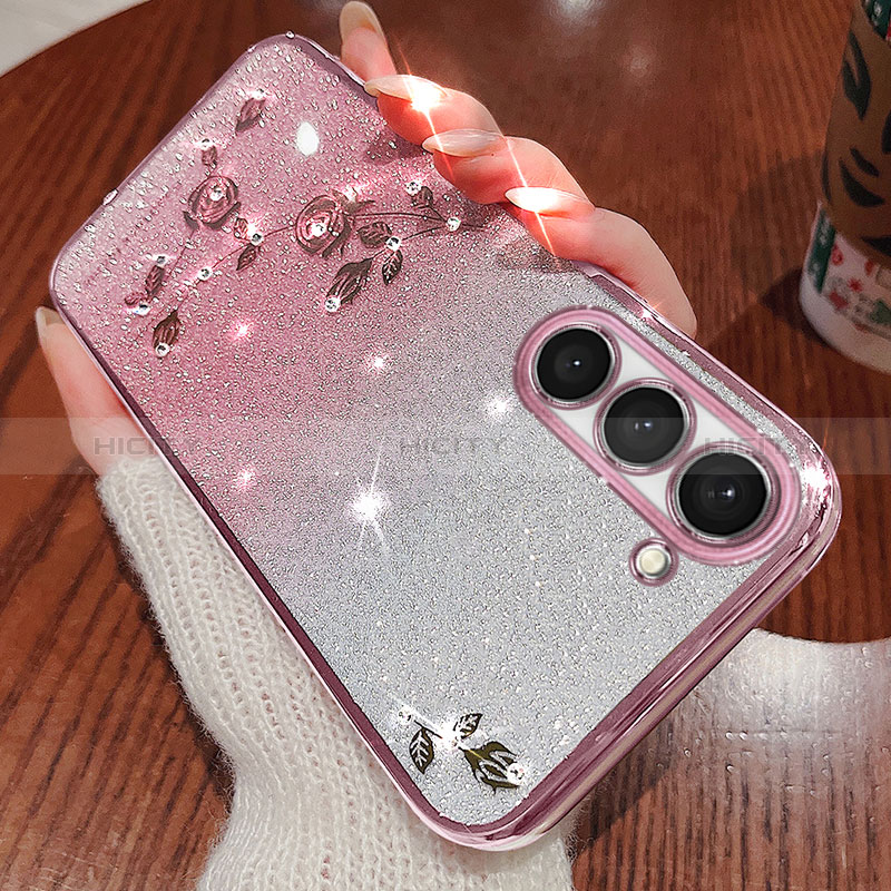 Coque Ultra Fine TPU Souple Housse Etui Transparente Fleurs pour Samsung Galaxy S24 Plus 5G Plus