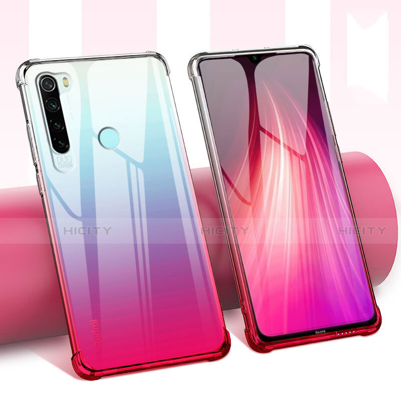 Coque Ultra Fine TPU Souple Housse Etui Transparente Fleurs pour Xiaomi Redmi Note 8 (2021) Rouge Plus