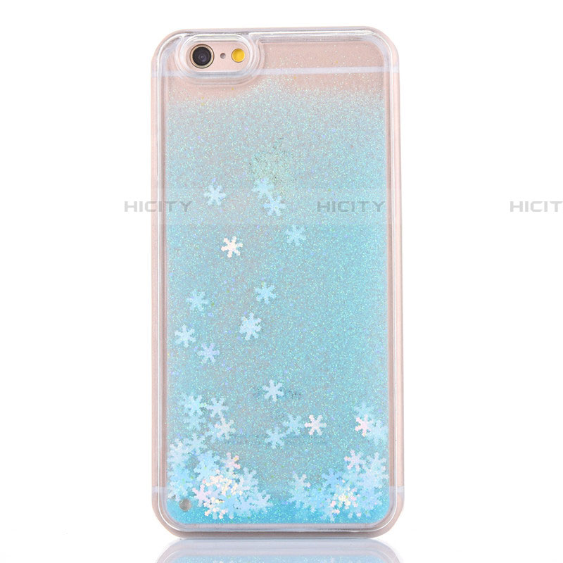 Coque Ultra Fine TPU Souple Housse Etui Transparente Fleurs T01 pour Apple iPhone 6 Plus Bleu Ciel Plus