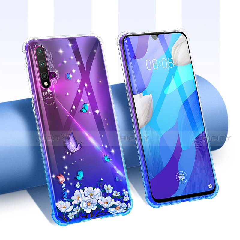 Coque Ultra Fine TPU Souple Housse Etui Transparente Fleurs T01 pour Huawei Nova 5 Plus