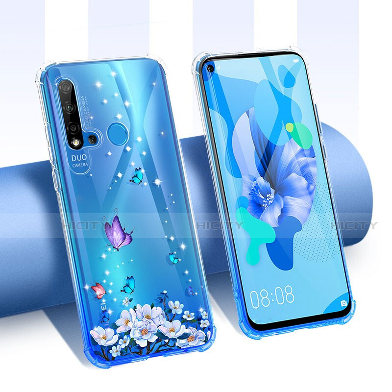 Coque Ultra Fine TPU Souple Housse Etui Transparente Fleurs T01 pour Huawei P20 Lite (2019) Violet Plus