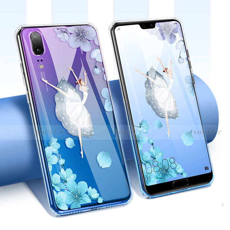 Coque Ultra Fine TPU Souple Housse Etui Transparente Fleurs T01 pour Huawei P20 Plus