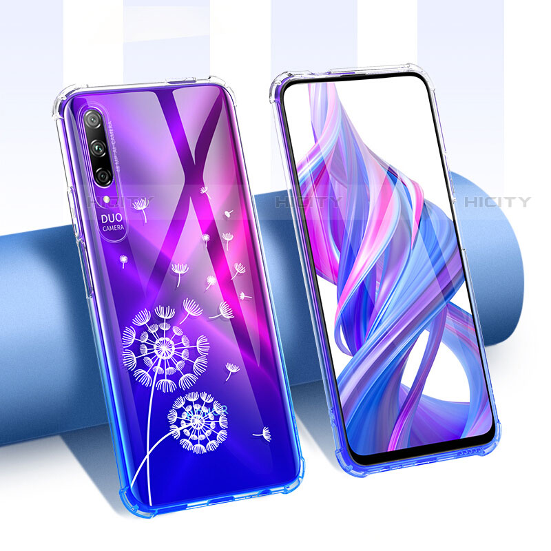 Coque Ultra Fine TPU Souple Housse Etui Transparente Fleurs T01 pour Huawei Y9s Blanc Plus