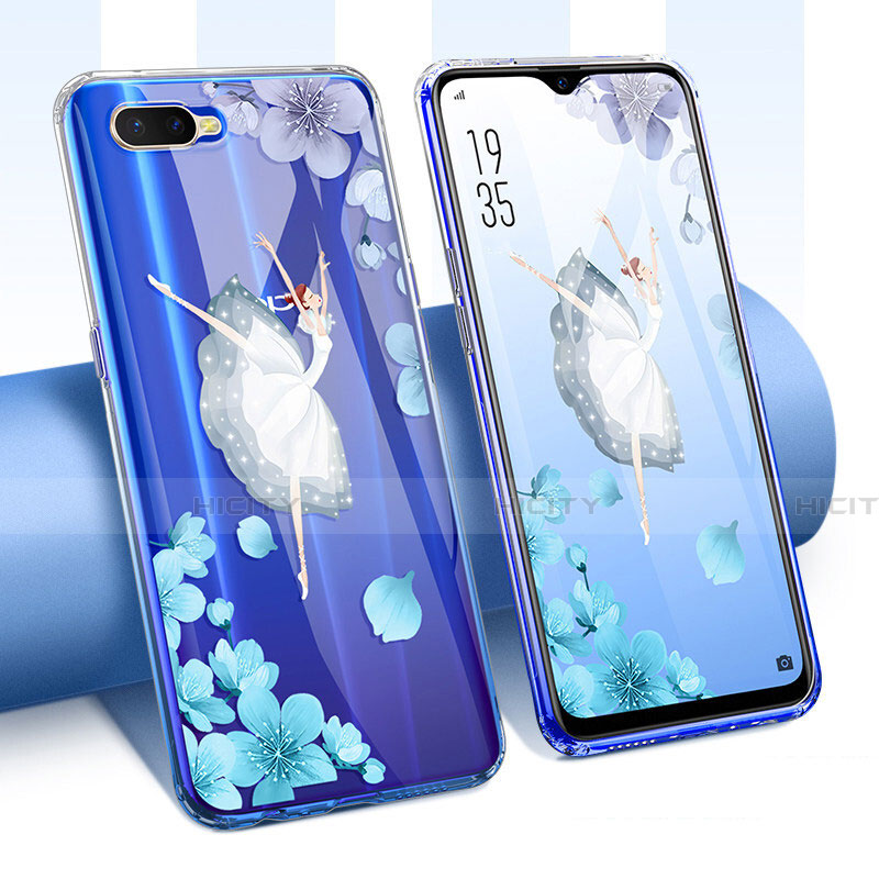 Coque Ultra Fine TPU Souple Housse Etui Transparente Fleurs T01 pour Oppo K1 Blanc Plus