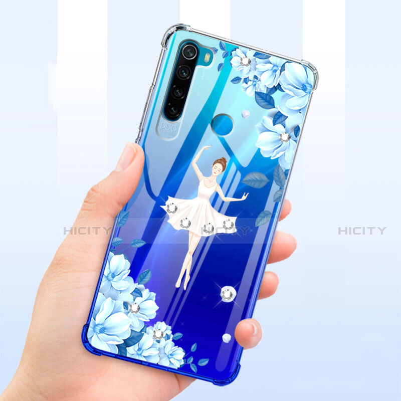 Coque Ultra Fine TPU Souple Housse Etui Transparente Fleurs T01 pour Xiaomi Redmi Note 8 Blanc Plus