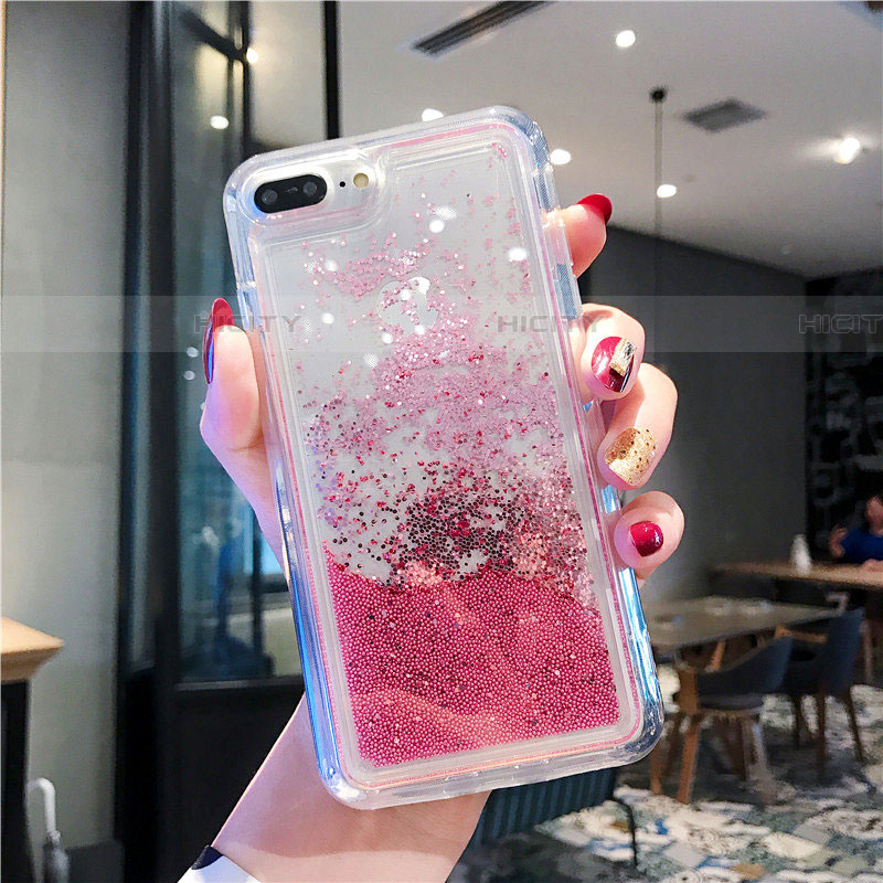 Coque Ultra Fine TPU Souple Housse Etui Transparente Fleurs T02 pour Apple iPhone 7 Plus Rouge Plus