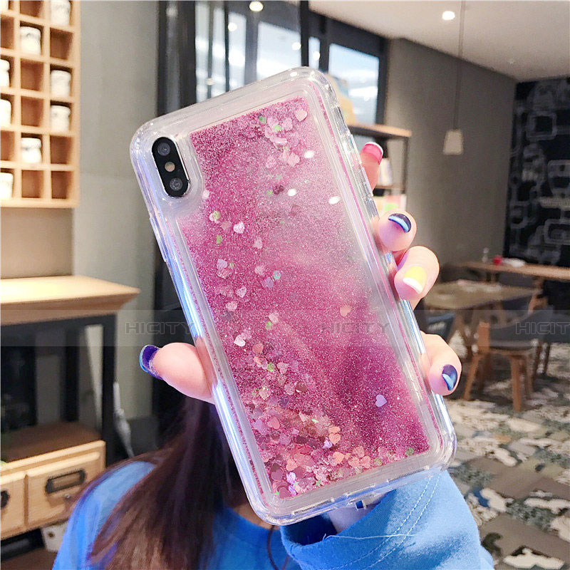 Coque Ultra Fine TPU Souple Housse Etui Transparente Fleurs T02 pour Apple iPhone Xs Max Or Rose Plus