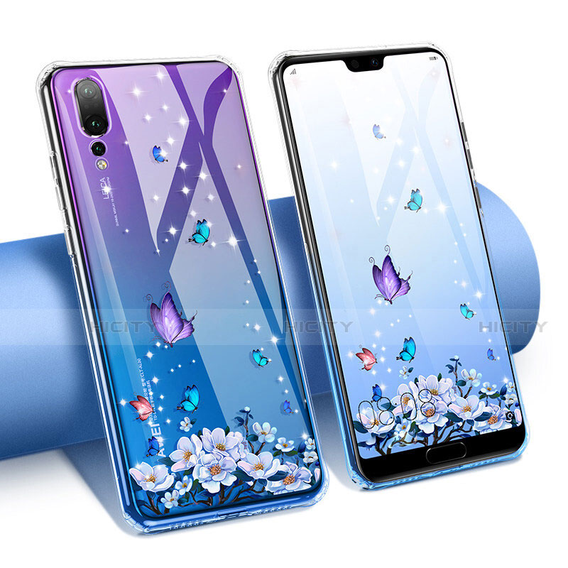 Coque Ultra Fine TPU Souple Housse Etui Transparente Fleurs T02 pour Huawei P20 Pro Plus