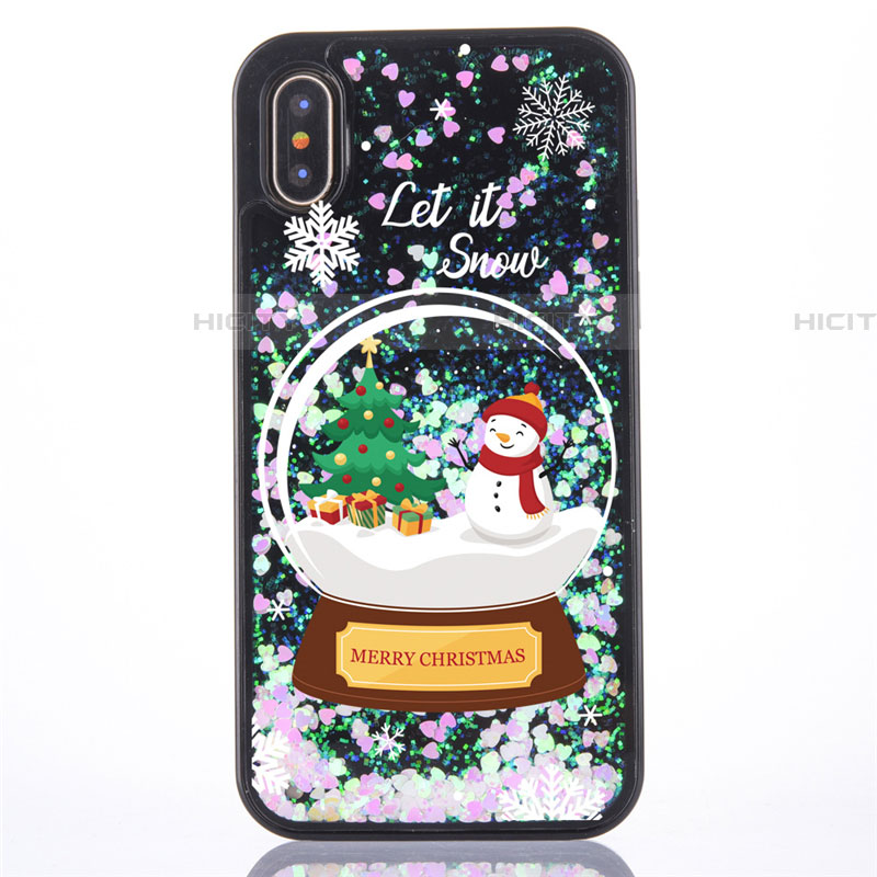 Coque Ultra Fine TPU Souple Housse Etui Transparente Fleurs T05 pour Apple iPhone Xs Noir Plus