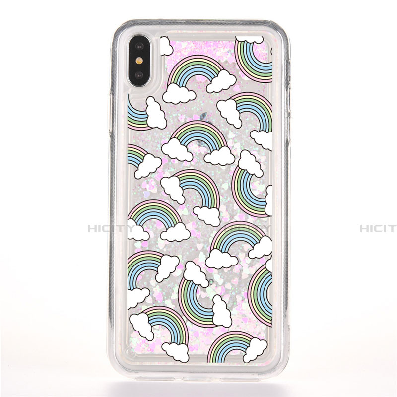 Coque Ultra Fine TPU Souple Housse Etui Transparente Fleurs T08 pour Apple iPhone X Gris Plus