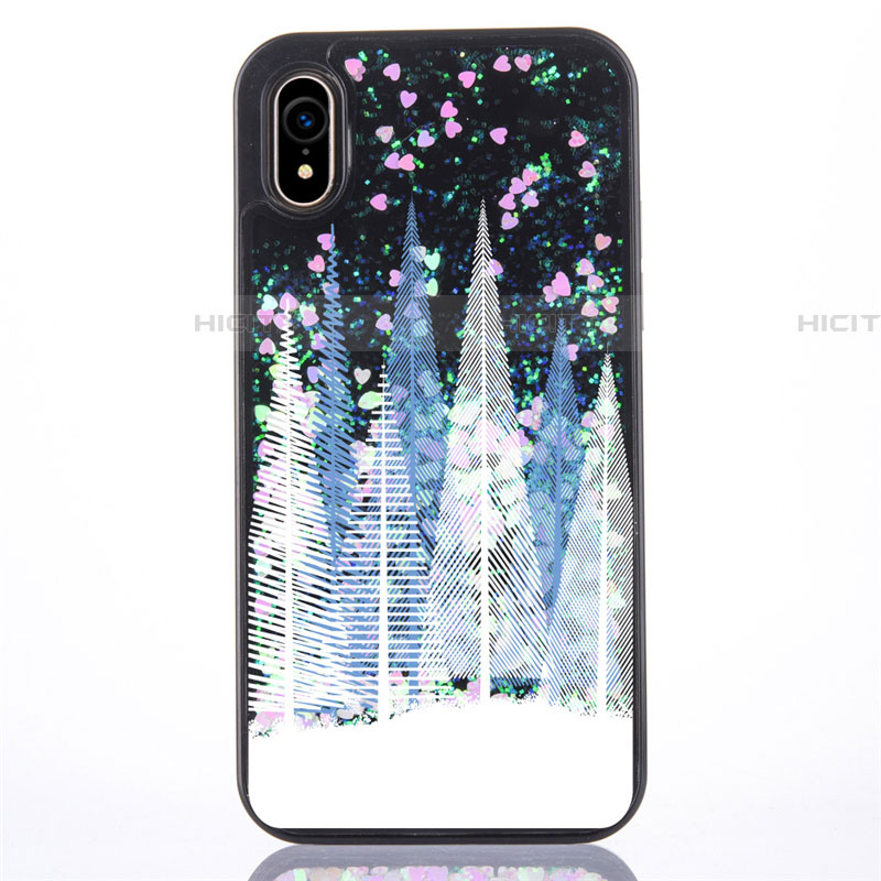 Coque Ultra Fine TPU Souple Housse Etui Transparente Fleurs T08 pour Apple iPhone XR Bleu Plus