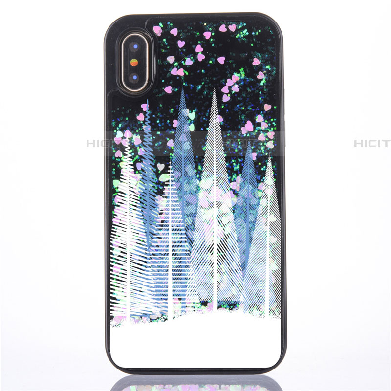 Coque Ultra Fine TPU Souple Housse Etui Transparente Fleurs T09 pour Apple iPhone Xs Bleu Ciel Plus