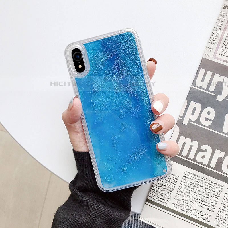 Coque Ultra Fine TPU Souple Housse Etui Transparente Fleurs T12 pour Apple iPhone XR Bleu Ciel Plus