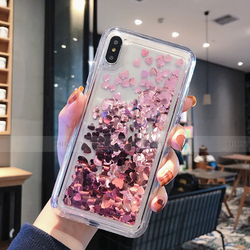 Coque Ultra Fine TPU Souple Housse Etui Transparente Fleurs T14 pour Apple iPhone X Or Rose Plus