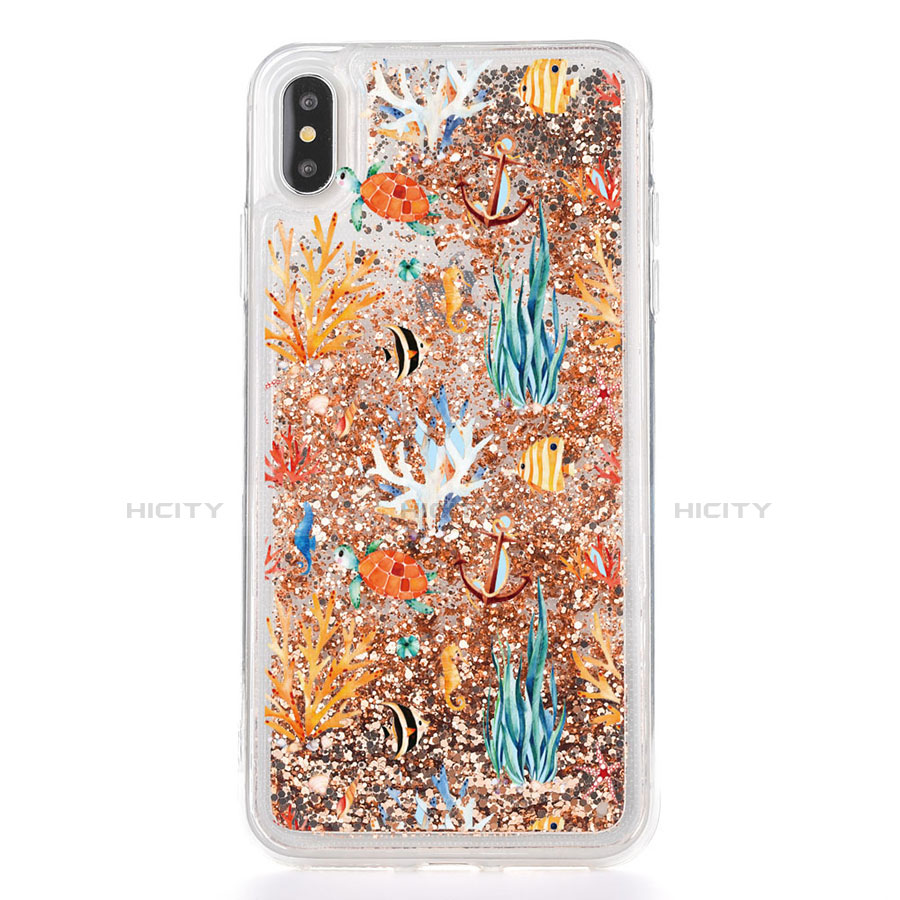 Coque Ultra Fine TPU Souple Housse Etui Transparente Fleurs T17 pour Apple iPhone X Or Plus