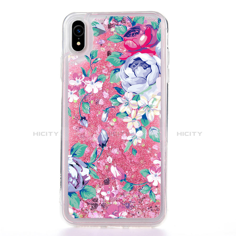 Coque Ultra Fine TPU Souple Housse Etui Transparente Fleurs T18 pour Apple iPhone XR Or Rose Plus