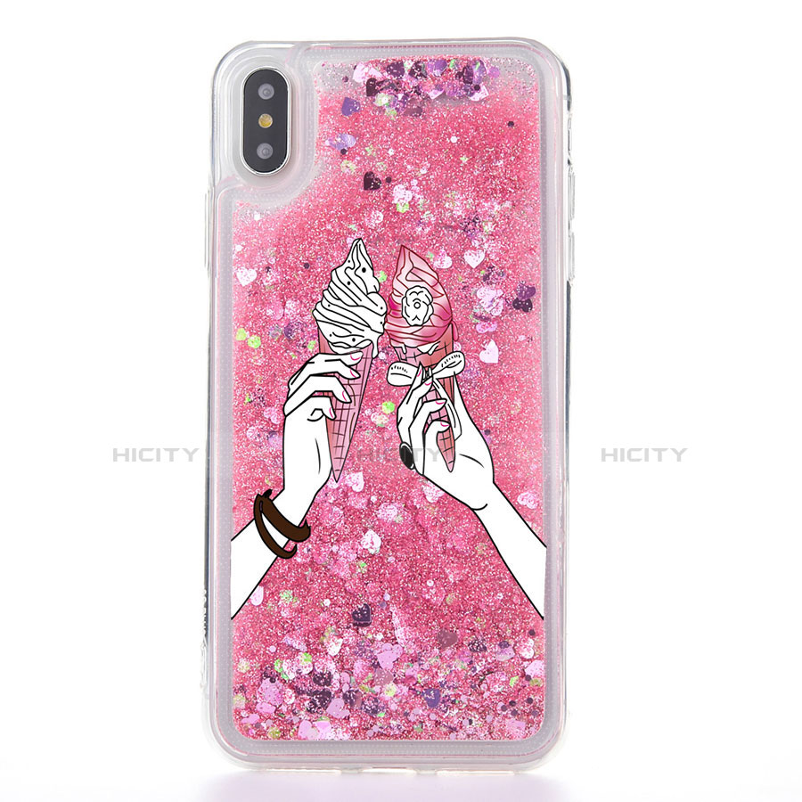 Coque Ultra Fine TPU Souple Housse Etui Transparente Fleurs T20 pour Apple iPhone Xs Rouge Plus