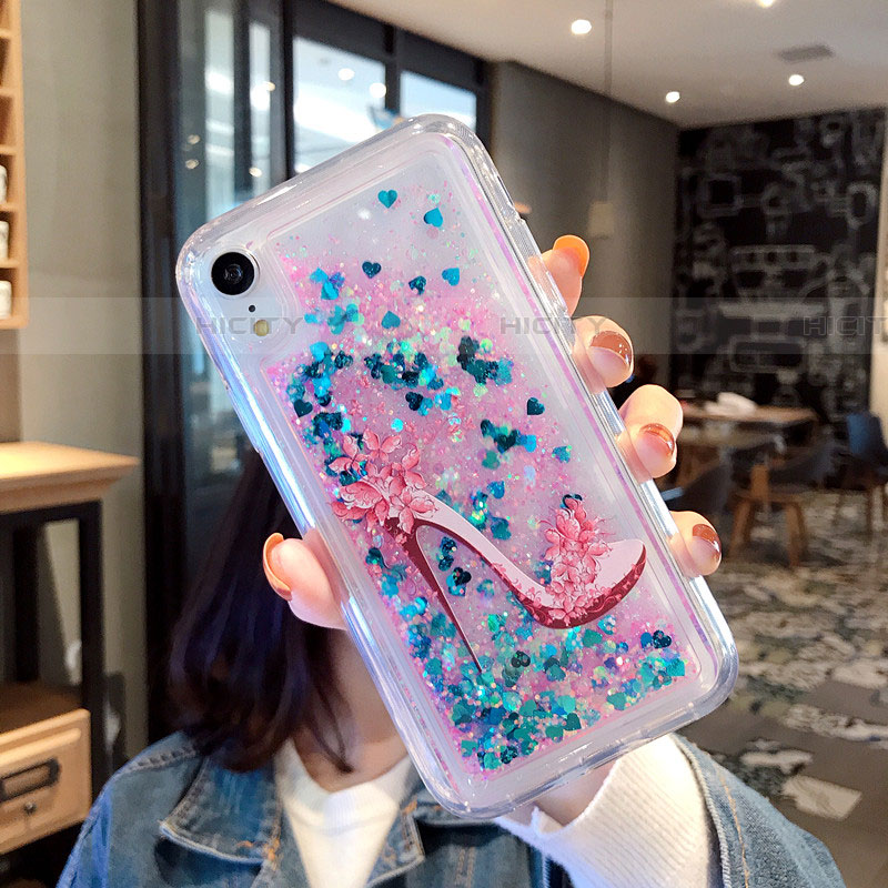 Coque Ultra Fine TPU Souple Housse Etui Transparente Fleurs T21 pour Apple iPhone XR Bleu Plus