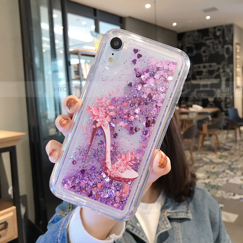 Coque Ultra Fine TPU Souple Housse Etui Transparente Fleurs T21 pour Apple iPhone XR Violet Plus