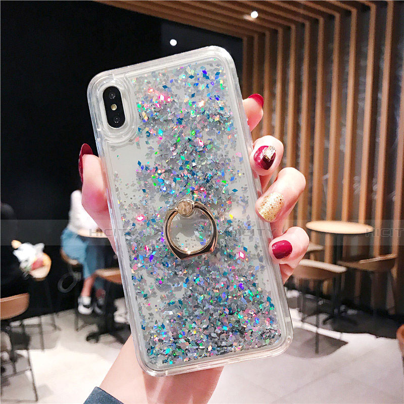 Coque Ultra Fine TPU Souple Housse Etui Transparente Fleurs T25 pour Apple iPhone X Bleu Ciel Plus