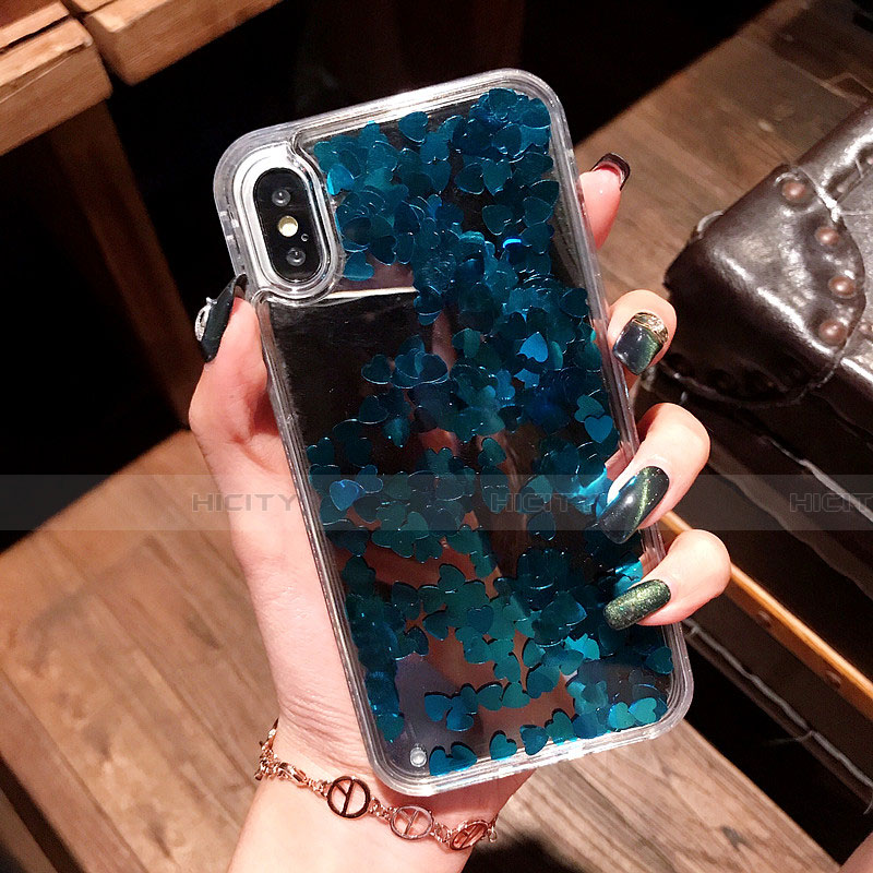 Coque Ultra Fine TPU Souple Housse Etui Transparente Fleurs T26 pour Apple iPhone X Bleu Plus