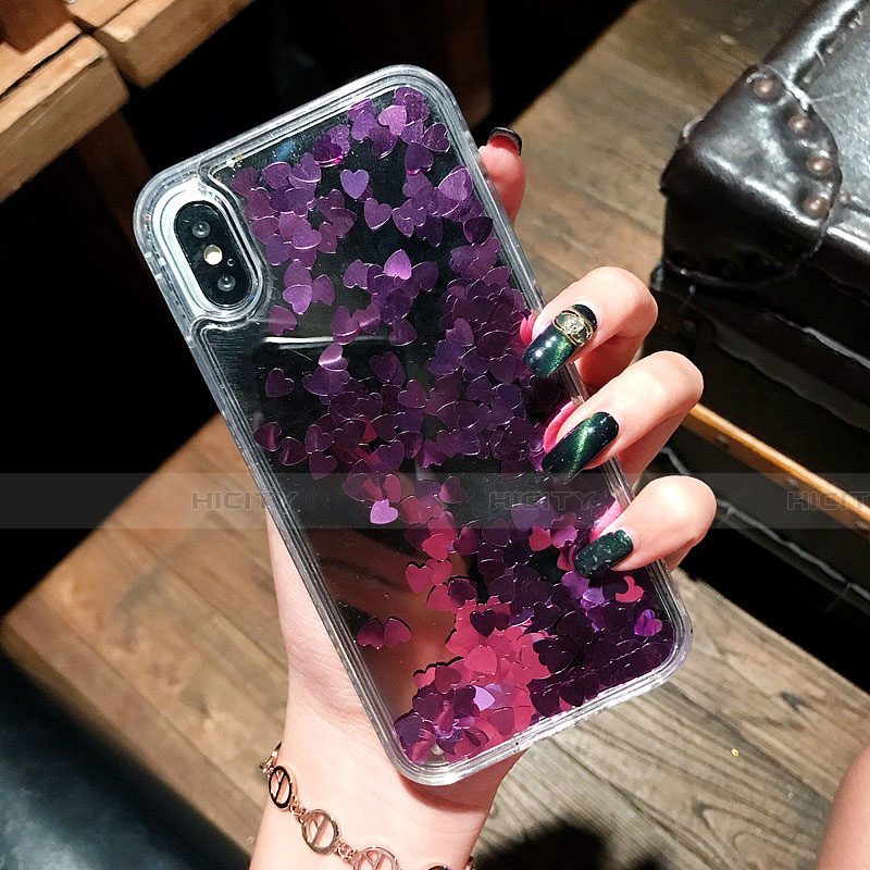 Coque Ultra Fine TPU Souple Housse Etui Transparente Fleurs T26 pour Apple iPhone X Violet Plus