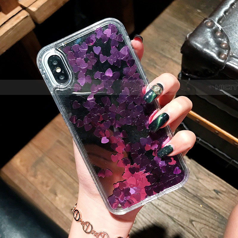 Coque Ultra Fine TPU Souple Housse Etui Transparente Fleurs T26 pour Apple iPhone Xs Violet Plus