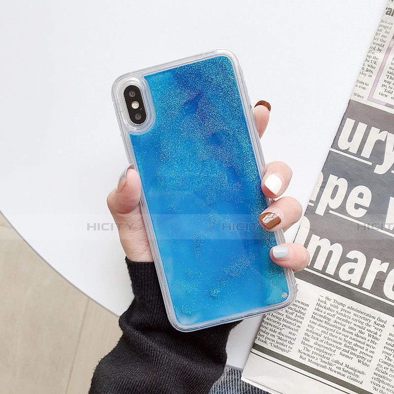 Coque Ultra Fine TPU Souple Housse Etui Transparente Fleurs Z03 pour Apple iPhone X Bleu Ciel Plus