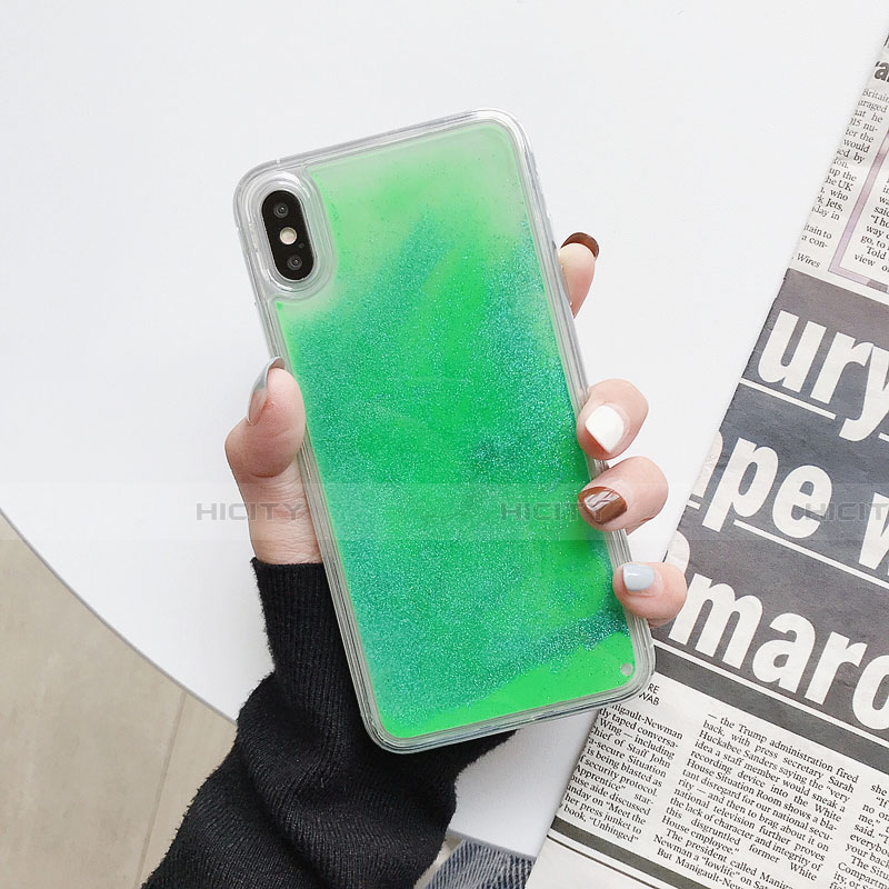 Coque Ultra Fine TPU Souple Housse Etui Transparente Fleurs Z03 pour Apple iPhone X Vert Plus