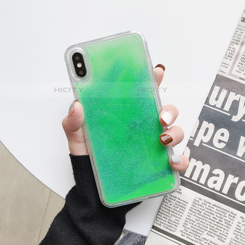 Coque Ultra Fine TPU Souple Housse Etui Transparente Fleurs Z03 pour Apple iPhone Xs Vert Plus