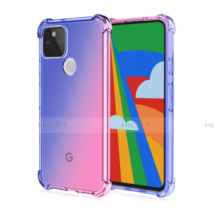 Coque Ultra Fine TPU Souple Housse Etui Transparente H01 pour Google Pixel 5 Bleu Plus